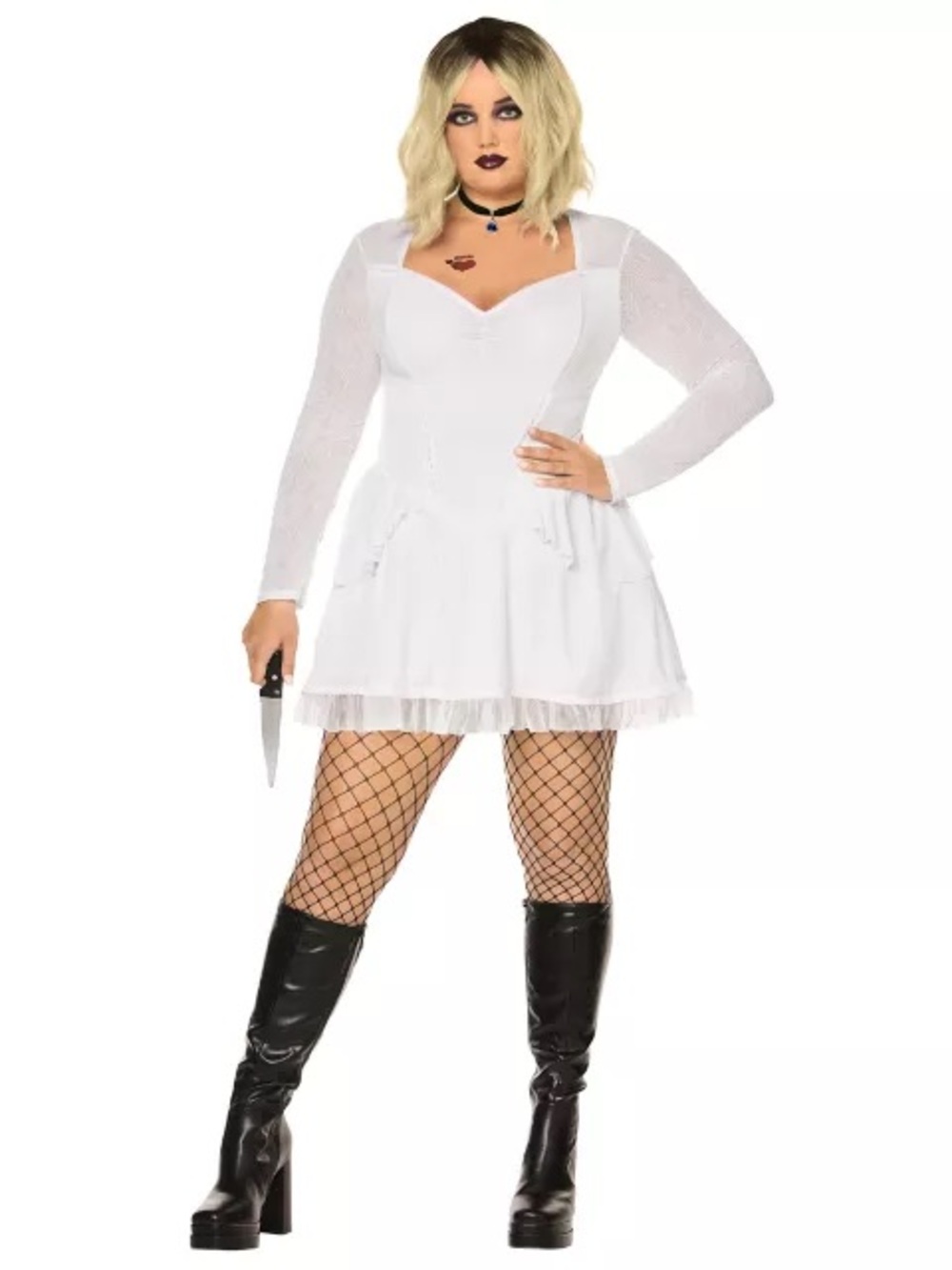 Spirit White Long-Sleeve Sweetheart Mini Dress